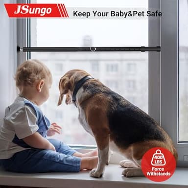 JSungo 2-in-1 Sliding Door Security Bar, Upgrade Doors Stoppers Security, Heavy-Duty Door Jammer Doors Stopper for Sliding Window, Adjustable Door Jammer for Home, Apartment, and Hotel, Black, 1 Pack - Image 9