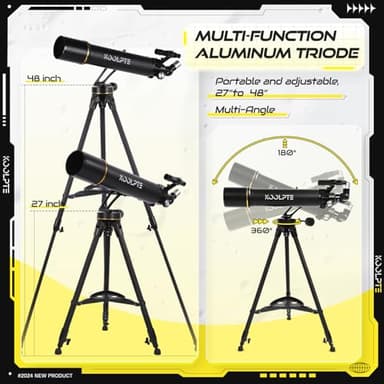 Telescope, 90mm Aperture 700mm - Vertisteel AZ Mounting Base, High Power Telescopes for Astronomy Enthusiasts, Adults & Kids, with Carrying Bag, Wireless Remote Control, Phone Adapter (Black) - Image 3
