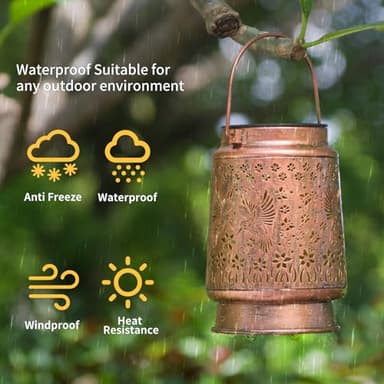 Solar Lanterns Outdoor Hummingbird Lights Garden Decor, Mothers Day Gifts for Mom, Metal Hanging for Porch, Yard, Backyard, Patio, Gifts for Women Mom Grandma - Image 5