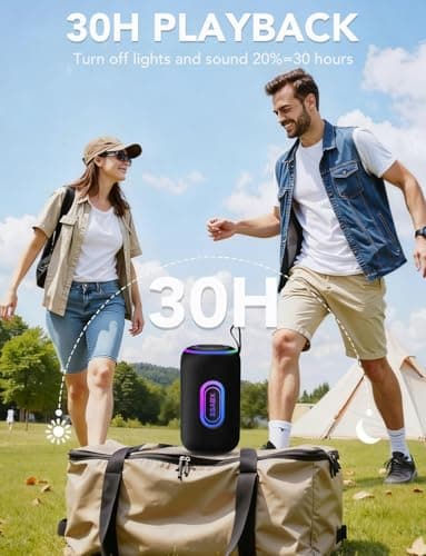 Portable Bluetooth Speaker, Bluetooth 5.4 Speaker, 30W Dual Speaker, 2.0 Channel, Deep Bass, 30H Playtime, Colorful RGB Lights, IPX7 Waterproof, TWS pairing for Outdoor/Home/Party/Travel, Gift Ideas - Image 3