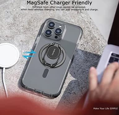 Doflyesky Magnetic Phone Ring Holder for iPhone, Double Adjustable Gym Phone Grip Holder and Stand Removable for Magsafe Case, iPhone 16 15 Pro Max Plus SE, Compatible with Magnetic Car Mount - Image 8