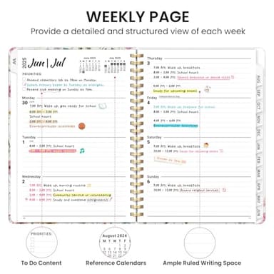 Planner 2025-2026, Academic Year Monthly and Weekly Calendar Planner, Jul 2025 - Jun 2026, Hardcover Teacher Student Planning Agenda book with Tabs, Perfect for School Office Supplies , 6.3" x 8.5" - Wildflower - Image 3