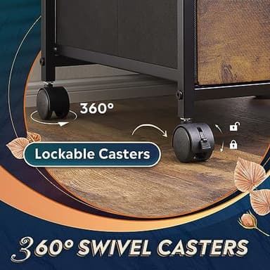 DEVAISE Mobile File Cabinet, Rolling Printer Stand with 3 Drawers, Fabric Vertical Filing Cabinet fits A4 or Letter Size for Home Office, Rustic Brown Wood Grain Print - Image 7