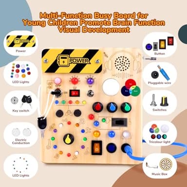 Sumsoltic Busy Board,Montessori Toys for 1-3 Year Old Boys & Girls,Travel Educational Learning Activities for Toddlers,Sensory Toy for Kids with Autism (Busy Board v5) - Image 2