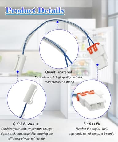 AWTURBO 60148-0003400-01 Refrigerator Defrost Sensor Fits For Kenmore/Leader Daewoo Fridge, Replace 3014808900 60148-0003400-01 11173027711 11173027710 11175039120 etc. - Image 3