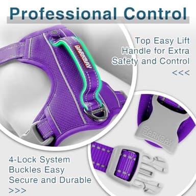 BARKBAY Dog Harness No Pull with ID Tag Pocket - Heavy Duty, Reflective, Easy Control for Large Dogs(Purple,L) - Image 7