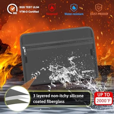 ENGPOW Accordion File Organizer,Fireproof 13 Pockets Expanding File Folder,Document Organizer Folder with Zipper＆Labels,Portable Home Travel Safe Storage for Letter A4 Files and More,Gray - Image 3