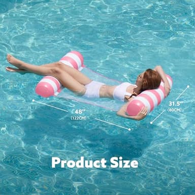 SLOOSH 2 Packs Strip Type Hammock Pool Floats Adults, 4-in-1 Multi-Purpose Inflatable Pool Floats PVC Water Hammock Lounge Floaties (Aquablue, Pink) - Image 7