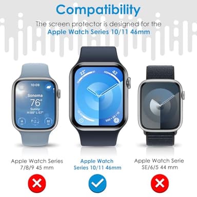 UniqueMe 8 Pack for Apple Watch Series 11/10 Screen Protector 46mm - [Strong Asorption] [Flexible TPU Not Glass][Non-Bubbles] iWatch Anti-Scratch Protection HD Clear Cover Soft Film - Image 2