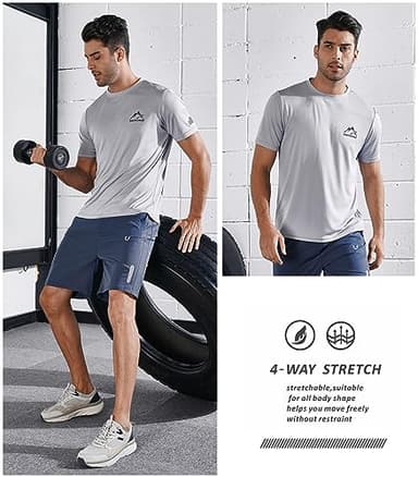 NORTHYARD Men's UPF 50+ Sun Protection Shirts Swim SPF UV Quick Dry Short Sleeve T-Shirts for Athletic Fishing Rash Guard LIGHTGREY XL - Image 7