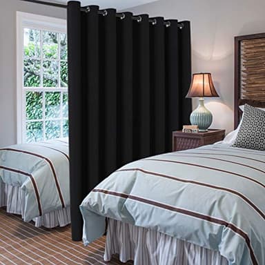 H.VERSAILTEX Blackout Patio Curtains 100 x 108 Inches for Sliding Door Extral Wide Blackout Curtain Panels Thermal Insulated Room Divider - Grommet Top, 9' Tall by 8.5' Wide - Jet Black - Image 2