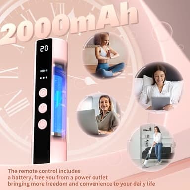 NVBOTY LED Light Therapy Mask, 4 Modes Portable with 2000mAh Rechargeable Remote, Blue, Amber, Infrared & Red Light Mask, 100 LEDs, at Home - Image 6