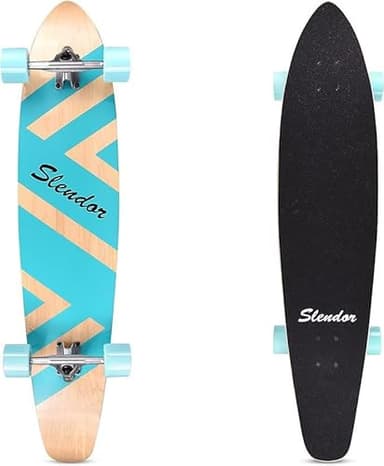 Slendor 42 Inch Longboard Skateboard Complete Cruiser Pintail, Drop Through Deck Skateboardfor Cruising, Carving, Downhill - Image 1