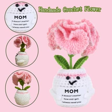 Lackycc Easter Basket Essentials Stuffers Positive Crochet Animals Flower-MOM for Mom,Appreciation Graduation Gifts for Women,Emotional Support Crochet Knitted Flower - Image 2