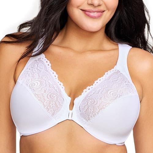 Glamorise Full Figure Plus Size Wonderwire Front-Closure Bra Underwire #1245 White - Image 1