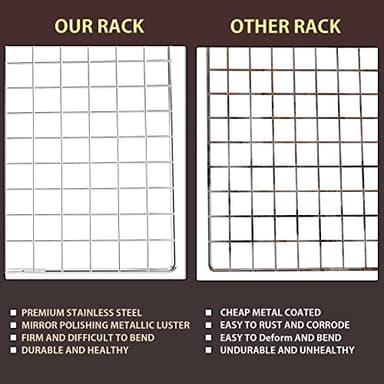 Cooling Rack for Baking 2-Pack, 16x10 Inches Baking Rack, Thick Wire Cookie Rack for Cooking, Roasting, Grilling, Drying, Oven Safe, Fits Half Sheet Pan, Silver - Image 4