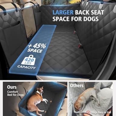 Back Seat Extender for Dogs, Dog Car Seat Cover for Back Seat Supports 420lbs, Hard Bottom Backseat Extender for Dogs, Waterproof Dog Hammock for Car, SUV, Truck Black - Image 2