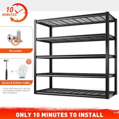 REIBII 48.2''W Garage Shelving Heavy Duty Metal Shelving 3000LBS Storage Shelves Adjustable Metal Shelves 5 Tier Garage Shelf for Basement Pantry Warehouse Supermarket 48.2" W x 24.2" D x 72.2" H - Image 9