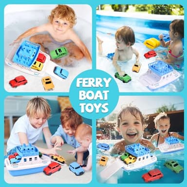 Toy Boat Bath Toys for Toddlers with 4 Mini Car Toys, Kids Water Toys Ferry Boat for Bathtub Bathroom Pool Beach Toys, Birthday Gifts - Image 6