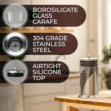 Start Brewing Perfect Iced Coffee & Tea w/ Our Cold Brew Coffee Maker, Pitcher for Fridge (34oz) - Air Tight Seal, Measuring Label - Stainless Steel Iced Coffee Maker Machine, Brewer - Cafe Du Chateau - Image 6