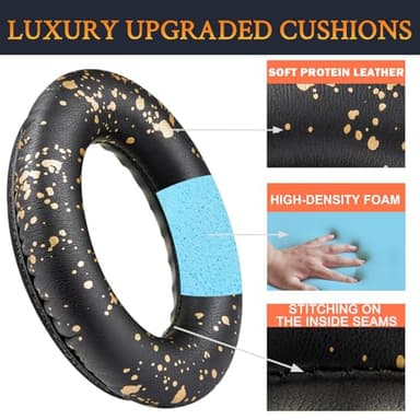 SoloWIT Replacement Earpads Cushions for Bose QuietComfort 35 (QC35) & Quiet Comfort 35 II (QC35 ii) Headphones, Ear Pads with Softer Leather, Noise Isolation Foam, Added Thickness (Black Gold) - Image 4