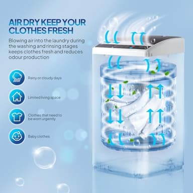 ROVSUN 25LBS Portable Washing Machine, Full-Automatic Electric Laundry Machine with Stainless Steel Drum, Compact Washer and Spin Dryer Combo with Drain Pump for Home, Apartment, Light Grey - Image 5