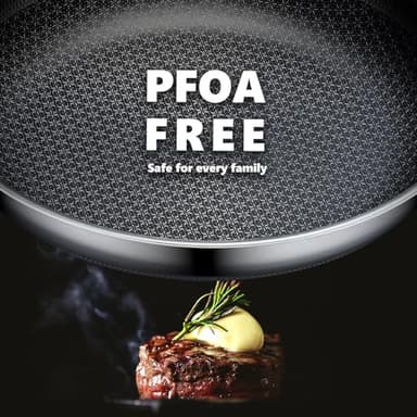 OATOFP Non Stick Frying Pans, 12 inch Hybrid Frying Pans Nonstick,non stick Stainless Steel Skillets, Dishwasher and Oven-Safe Chef Pan, Induction Compatible Cooking Pan, PFOA Free Cookware - Image 3