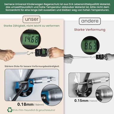 Bemece Stroller Rain Cover, Universal Stroller - Waterproof Windproof Travel Weather Shield Thick & Durable Protect from Dust and Snow with Breathable Ventilation Mesh Clear Visibility - Image 6