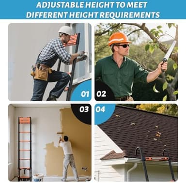 Telescoping Ladder, 12.5FT Extension Ladder，One-Step Collapsible, Aluminum Ladder for RV Home Outdoor, 330lbs Max Capacity - Image 5