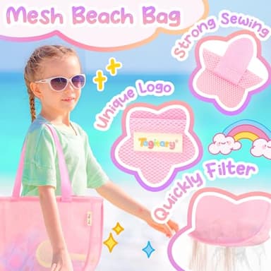 Tagitary Beach Toy Unicorn Sand Toys for Kids,Sand Castle Toys for Beach with Mesh Bag,Sand Shovels,Castle Sand Kits,Sifters,Unicorn Watering Can and Truck,Beach Essential Outdoor Toys for Kids - Image 4