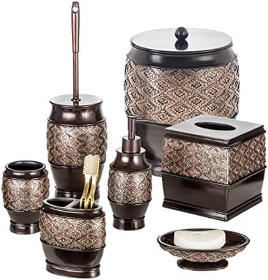 Creative Scents Dublin Brown Small Trash Can with Lid 1.26 Gal / 4.8L - Decorative Oval Waste Basket, Durable Resin Slim Bathroom Covered Garbage Can Wastebasket Bin for Diaper/Paper - Image 8