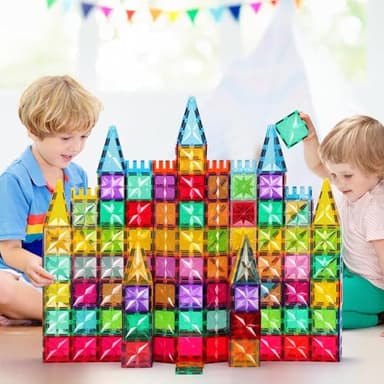 Palano Magnetic Tiles,100PCS Star Magnetic Building Blocks Toy for Ages 3 4 5 6 7 8 9,Magnetic Tiles for Toddlers Gifts,Montessori Toys,STEM Toys Christmas Toy Gift for Kids Boys and Girls - Image 5