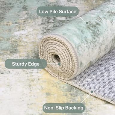 BEIMO Area Rugs 5x7 for Living Room Bedroom, Modern Abstract Machine Washable Large Light Green Rug Soft Rug, Low Pile Floor Carpet with Non Slip Backing for Dining Room - Image 8