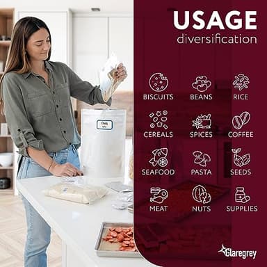 100 Pack Mylar Bags with Oxygen Absorbers - 11 MIL Thick 3 Sizes - 25x1 Gallon 35x1 Quart 40x1/2 Pint - Resealable Bags with 100 Oxygen Absorbers for Food Storage & 112 Labels, Sealable Smell Proof - Image 4