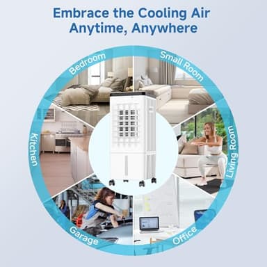Portable Air Conditioners, 3-IN-1 Swamp Cooler, Evaporative Air Cooler, 3 Speeds & Cooling Mode, Big-Gal Water Tank for Cooling - Image 6