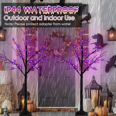 2-Pack 4FT Lighted Black Halloween Tree with 96 LED Orange & Purple Lights (Higher Size & Floor Standing), Halloween Decorations Spooky Tree for Indoor & Outdoor, Home Holiday Party Garden Lawns Decor - Image 7
