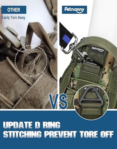 PETNANNY Tactical Service Dog Vest - No-Pull Emotional Support Harness with Hook & Loop Patches & Molle System for Training & Hunting (Woodland Camo, Large) - Image 4