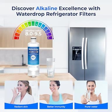 Waterdrop Alkaline DA97-17376B Water Filter, Enhances pH, Replacement for HAF-QIN/EXP, DA97-08006C, RF28R7201SR, RF28R7351SG, WD-F45-AL, 3 Filters - Image 3