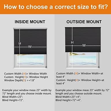 Persilux Custom Size Blackout Cellular Shades for Windows, Cordless Window Blinds, Honeycomb Blinds for Windows (Black, 31" W x 64" H) Window Shades for Home, Room Darkening Cellular Blinds & Shades - Image 7