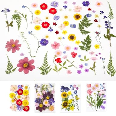 86 Pcs Dried Pressed Flowers Natural Pressed Wildflower for Crafts Scrapbooking Resin, Small Dried Flowers and Green Leaf Fits for Holiday Decor Vacuum Package - Image 3