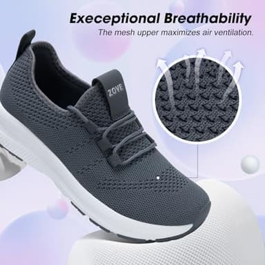 ZOVE Wide Toe Box Shoes Women Extra Wide Width Sneakers Ultra Light Road Running Shoes Non-Slip Tennis Sneakers Breathable Walking Athletic 8803 Dark Grey 40 - Image 6