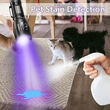 MOWETOO UV Flashlight, Portable Blacklight Flashlight, LED Torch with White and Ultraviolet Light Combo, Black Light Pet Urine Detector for Dog Cat Pee, ID Check, AC Leak, Bed Bug, Rocks, Resin - Image 4