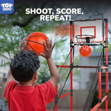 TOY Life Arcade Basketball Game Set Height Adjustable Easy Set Up with 4 Balls and Hoop Game for Kids 3 to 12 Years Old Indoor Outdoor Sport Play, Air Pump Included, Toys for Boys 5-7 Competition - Image 5