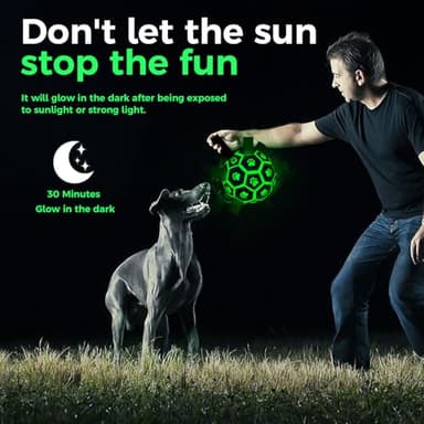 QDAN Premium Glow in The Dark Dog Toys, Dog Ball with Straps, Soccer Ball for Dogs, Outdoor Dog Toys, Pet Birthday Toys, Puppy Essentials for Small to Medium (6Inch) - Image 4