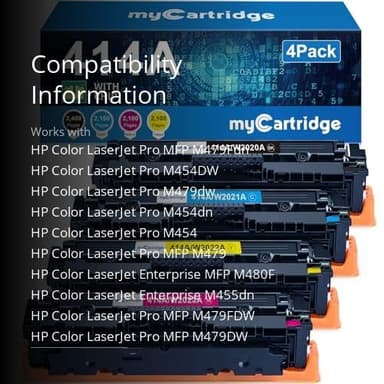 414A Toner Cartridges 4 Pack (with Chip) Compatible Replacement for HP 414A 414X for Color Laserjet Pro MFP M479fdw M479fdn M479dw Pro M454dw M454dn M479 M454 Printer Ink W2020A W2020X High Yield - Image 3