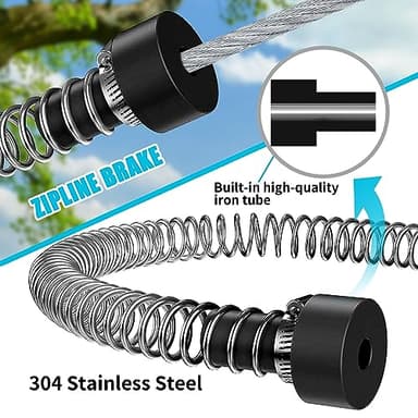 HOKINETY Zip Line Kit for Kids Adults : 100FT Up to 380Lbs - Quick Tighten Zipline for Backyard Outdoor with 100% Rust Proof Removable Trolley Seat Spring Brake - Image 7