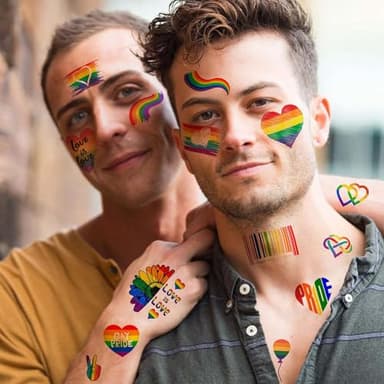 139+ PCS Pride Tattoos For Men Adults, Gay Pride Tattoos Face, Pride Day Accessories For Women, LGBT Rainbow Festival Fake Temporary Tattoos Body Stickers Celebrations Party Equality Parades - Image 3