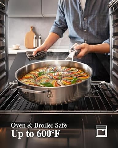 Stainless Steel Cookware Set,Tir-Ply Pots and Pans Set,10 Pcs Stainless Steel Induction Kitchen Cookware Sets,PFOA Free, Frying Pans,Saucepans,Saute Pan & Stock Pot,Compatible with All Cooktops - Image 6