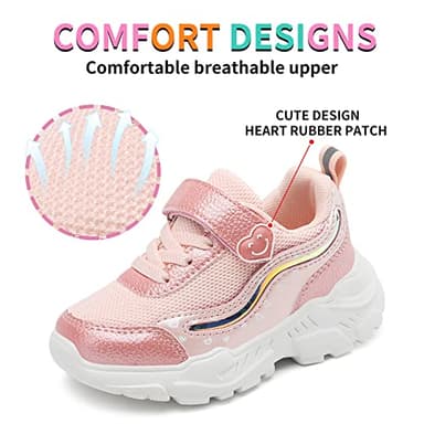 CNFOOTJKY Toddler Girls Light Up Shoes Lightweight LED Flashing Shoes Breathable Mesh Running Sneakers for Little Kids Size 11.5 Candy Pink - Image 2