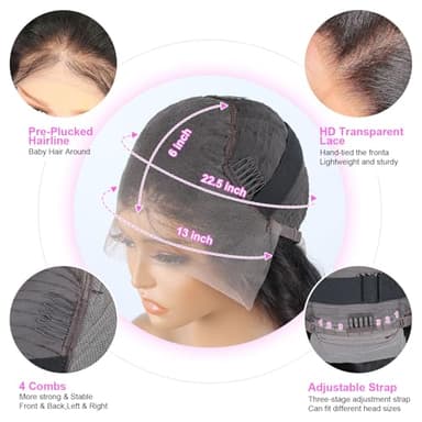 Kebetter 13x6 Lace Front Wigs Human Hair Pre Plucked 200% Density Body Wave HD Lace Front Wigs Human Hair Natural Black Wig For Women(30 inch) - Image 2